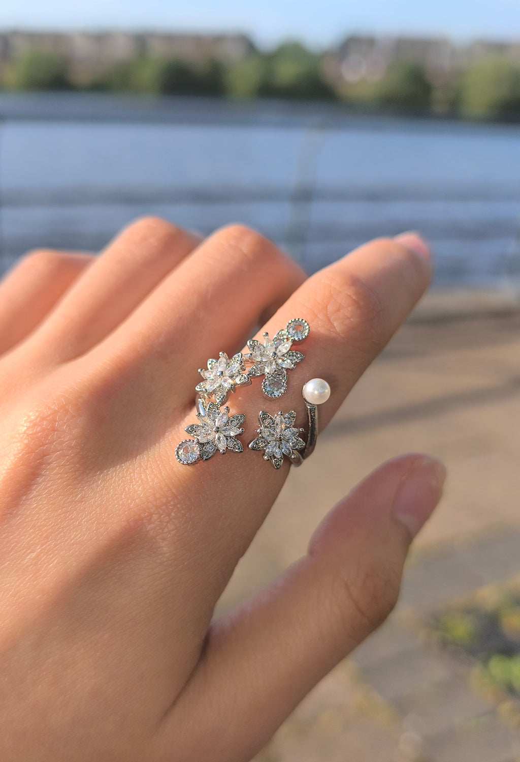 Floral Whisper Pearl Ring